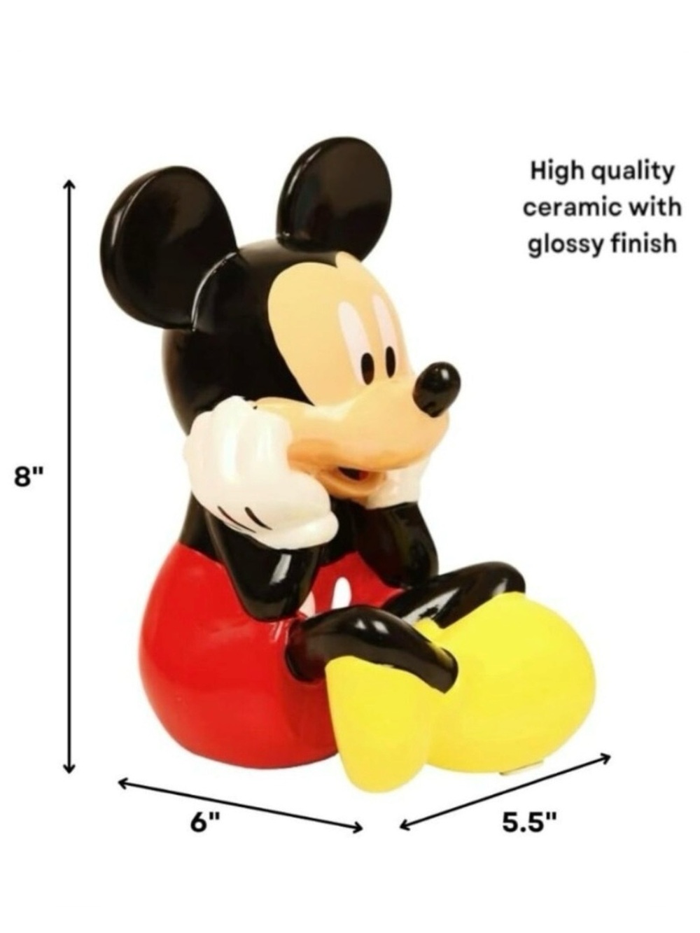 DISNEY Mickey Mouse Ceramic Coin Bank – Classic Outfit, NWT - Picture 7 of 11